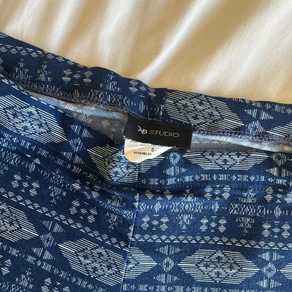 AB Studio Navy Blue Geometric Wide Leg Pants super soft lounge printed - Picture 2 of 6